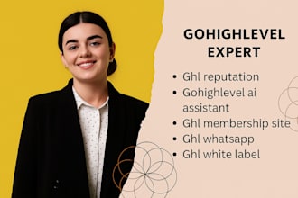 setup ghl reputation, whatsapp, ai assistance and membership site
