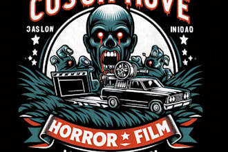 design custom move horror film production logo with t shirt design