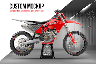 create custom mockup for wrap decal dirt bike mx motorcycle, atv, etc