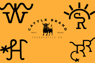 do western vintage, ranch cattle brand wordmark logo design