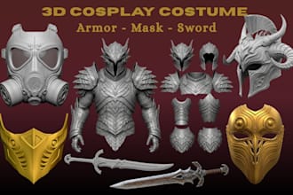 sculpt wearable cosplay armor, 3d helmet, 3d mask, 3d props, full body armor stl
