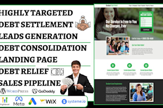 generate debt relief leads debt consolidation leads debt settlement website