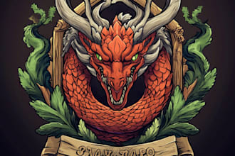 draw fantasy game logo and branding