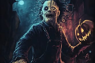 draw a scary horror creature and fantasy character concept art