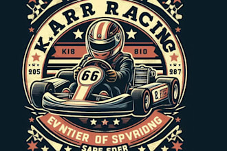 design high quality vintage kart racing logo t shirt design