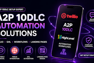 a2p 10dlc twilio ghl automation workflow landing page website a2p 10dlc setup