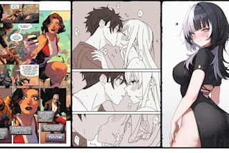 draw sfw nsfw anime, comic book illustration, cover art storyboard, manga page