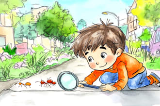 create delightful children book illustrations with emotion