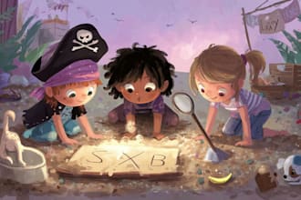 illustrate a colourful children book with fun characters