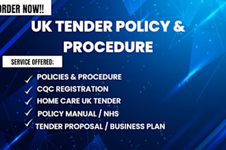 do cqc and ofsted registration, business plan, uk tender, policy and procedure