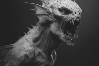 a scary horror creature and fantasy character concept art