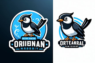 design a unique oriental magpie robin mascot logo for your brand or team