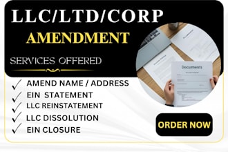 do llc amendment, llc dissolution,llc reinstatement, llc address change
