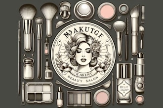 design vintage makeup artist, beauty salon logo