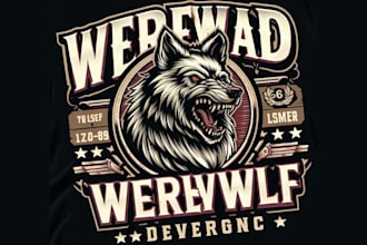 do vintage t shirt animal werewolf logo