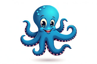 design octopus mascot logo with express delivery