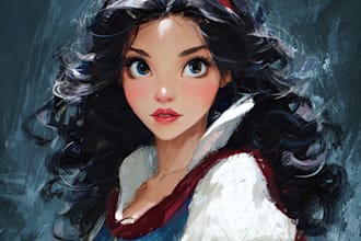 draw a beautiful portrait in disney cartoon style
