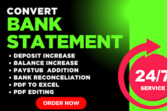 reconcile bank statement PDF to editable format