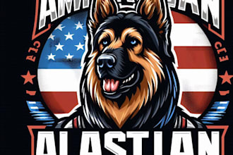 design high quality american alsatian mascot logo t shirt design