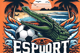 design high quality esport football beach crocodile logo t shirt design