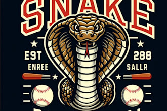 design high quality snake baseball logo t shirt design