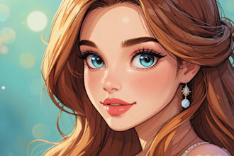 draw you a beautiful portrait in disney cartoon style