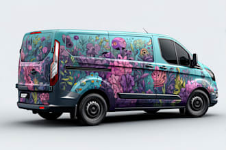 make a vehicle wrap design, car wrap design, van wrap design