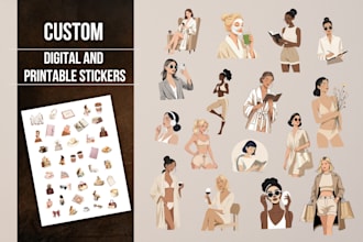 design digital stickers for planner, journal and etsy shop