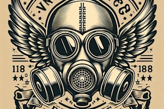 design high quality vintage gas mask logo t shirt design