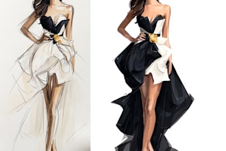 create tech pack and flat sketches for fashion design