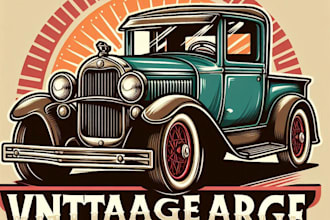 design high quality vintage car cartoon logo t shirt design