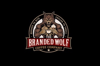 design branded wolf bold rugged logo