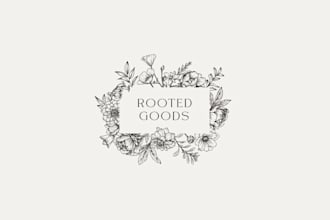 design vintage modern floral logo