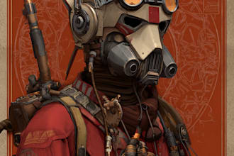 draw a sci fi character illustration or sci fi character