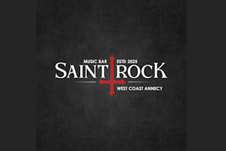 design unique saint rock bar logo
