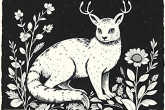 illustrate animal or botanical linocut based on your request