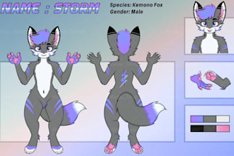 draw kemono furry ref sheet hybrid anthro icon canine feral oc reference sheet