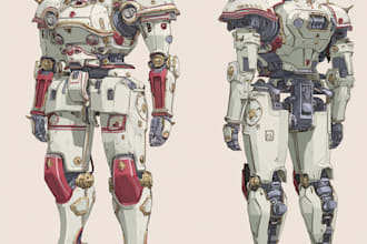 design any type of robot, armor or mecha in line art