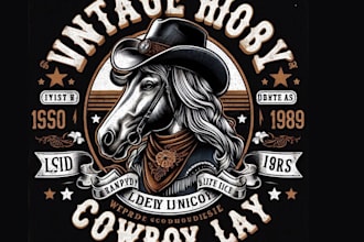 design high quality vintage horse lady cowboy logo