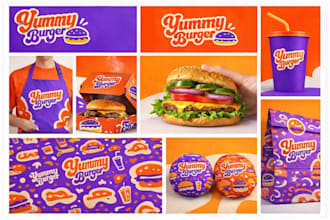 do restaurant branding with logo, menu, and packaging design