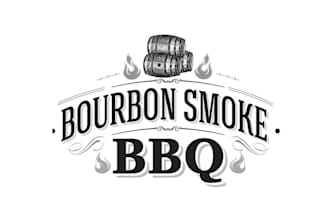 make new BBQ team catering logo with restaurant bourbon bar