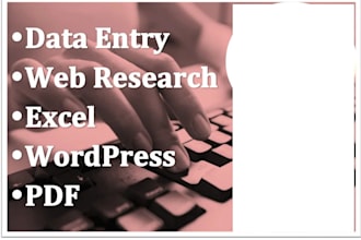 do data entry, excel, web research, wordpress, PDF