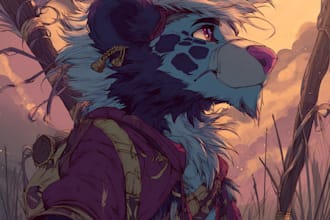 draw furry or fursona art or anthro unique character for pfp
