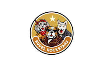create cool rock stars dog school logo