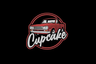 design unique cupcake pickup truck logo