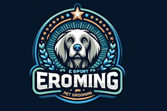 design esport dog training pet grooming logo