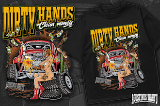 make dirtbike, offroad tee designs in hand drawn style