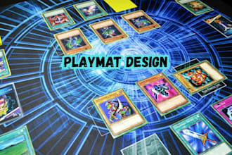 design custom playmat, tcg card design, playing card poker tarot card boardgame