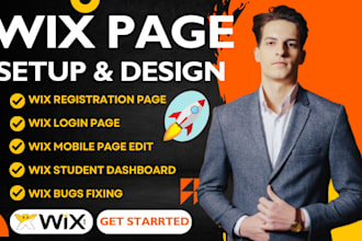 setup wix login page,wix registration page, students dashboard,wix contact form