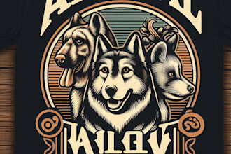 design high quality vintage animal pet logo with t shirt design
